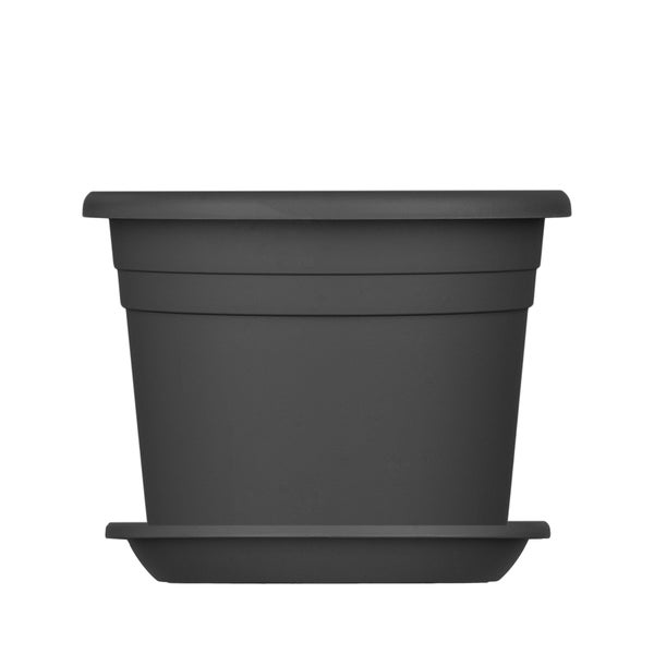 6x Blumentopf Untersetzer Ø 24 cm Farbe Anthrazit Kunststoff Blumenuntersetzer Blumentopfuntersetzer passend zu Ø 25 cm Blumentöpfen