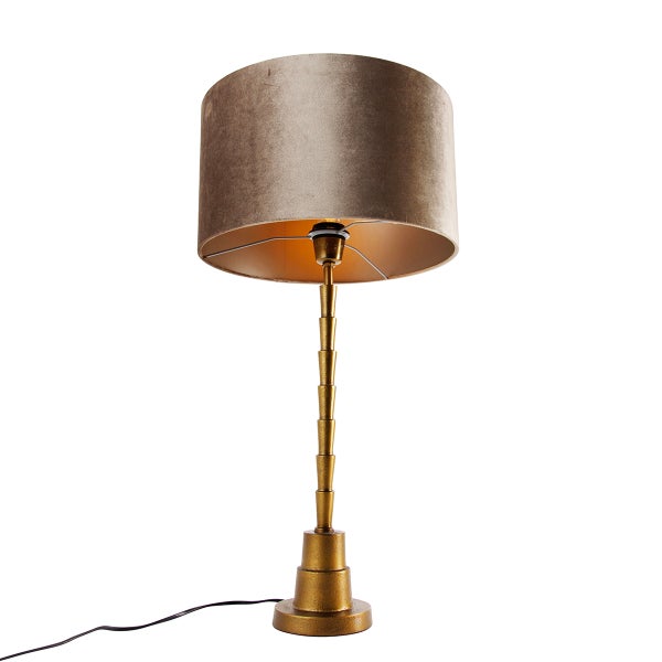 Tischleuchte mit Lampenschirm und goldenem Gestell