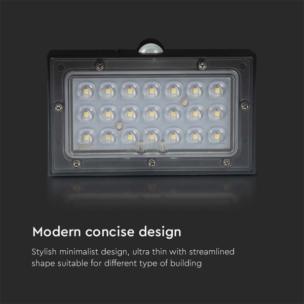 V-TAC VT-403-B - Solar-Wandleuchten - Sensor - IP65 - Schwarzes Gehäuse - 3 Watt - 350 Lumen -