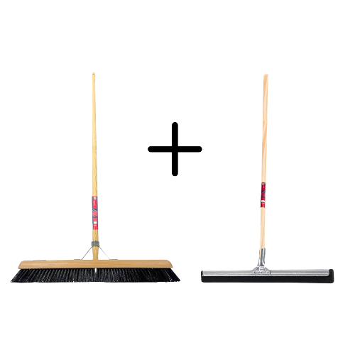 Kehrbesen und Abzieher Set mit Holzstiel