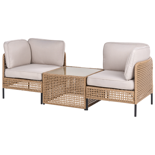 Gartenlounge-Set mit Rattansessel und Glastisch