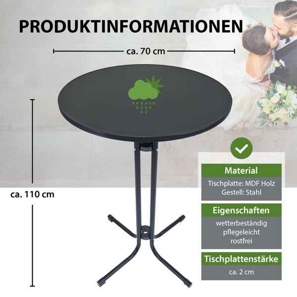 Stehtisch klappbar Ø 70 cm Höhe 110 cm Stahl Gastrotisch Partytisch Bistrotisch in Anthrazit