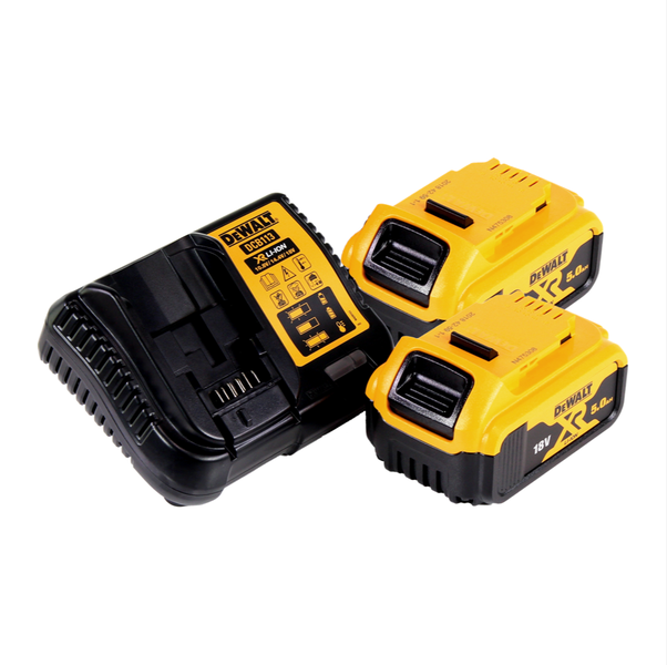 DeWALT Ladegerät DCB113 mit zwei 18 Volt Lithium-Ionen-Akkus 5,0 Amperestunden
