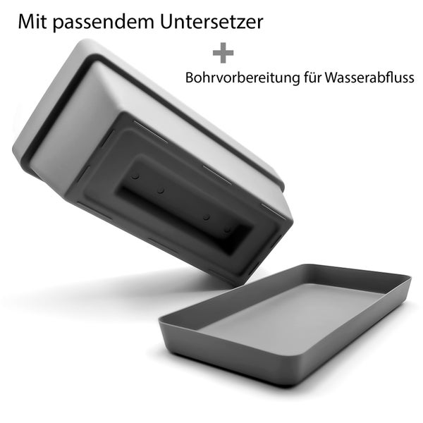 BigDean 3 Stück Blumenkasten 39 cm aus bruchfestem Kunststoff in Anthrazit – Balkon Pflanzkasten für innen & außen geeignet – Made in Europe