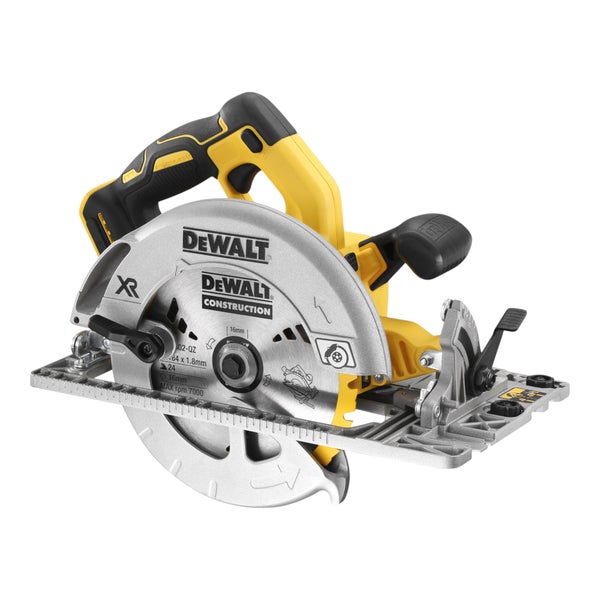 DeWalt Akku-Handkreissäge mit Sägeblatt und ergonomischem Handgriff.