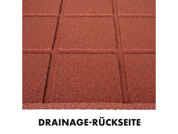 FLOORDIREKT Fallschutzmatte - Elastikmatte - Fallschutzplatte mit Drainage - Rot - 50 x 50 x 2,5 cm