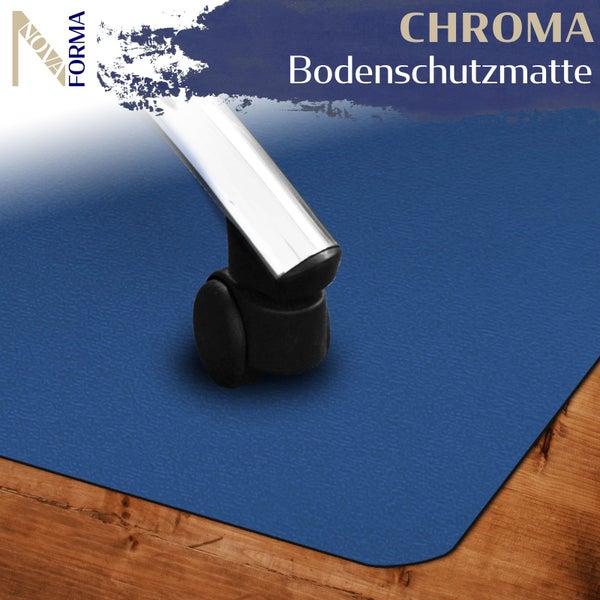 Bodenschutzmatte PE CHROMA - Blau - 90x120 cm - Hartboden - Bunte Schutzmatte als Unterlage für Bürostuhl