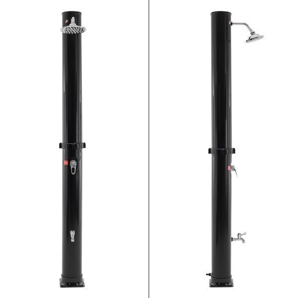 ML-Design Solardusche 35L 217 cm rund mit Fußdusche und Regenduschkopf, Schwarz, warmes Wasser bis 60°C ohne Strom, mit Gartenschlauch-Anschluss, Solar  Gartendusche Außendusche Pooldusche Regendusche