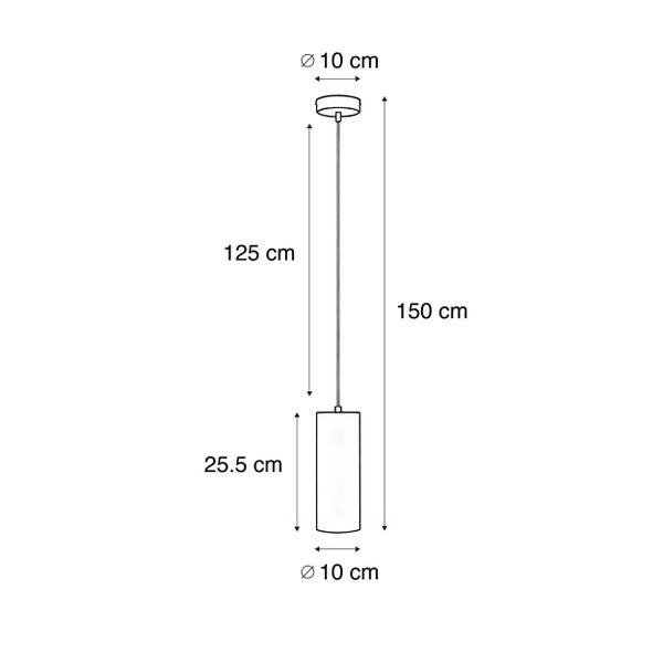 Technische Zeichnung einer Hängeleuchte mit Maßangaben