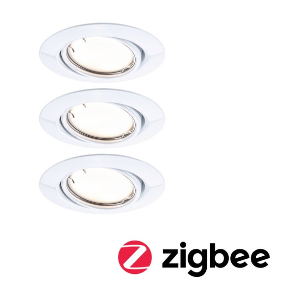 LED Einbauleuchte Smart Home Zigbee 3.0 Base Coin Basisset schwenkbar rund 90mm 20° Coin 3x4,9W 3x430lm 230V dimmbar 3000K Weiß