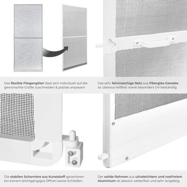 Fliegengittertür mit Fiberglasgewebe und Aluminiumrahmen