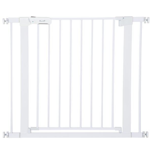 PawHut Türschutzgitter, Treppengitter, Hundegitter ohne Bohren, 75-96 cm Verstellbares Absperrgitter, Auto-Close Baby Schutzgitter, für Kinder und Haustiere, Stahl, Weiß