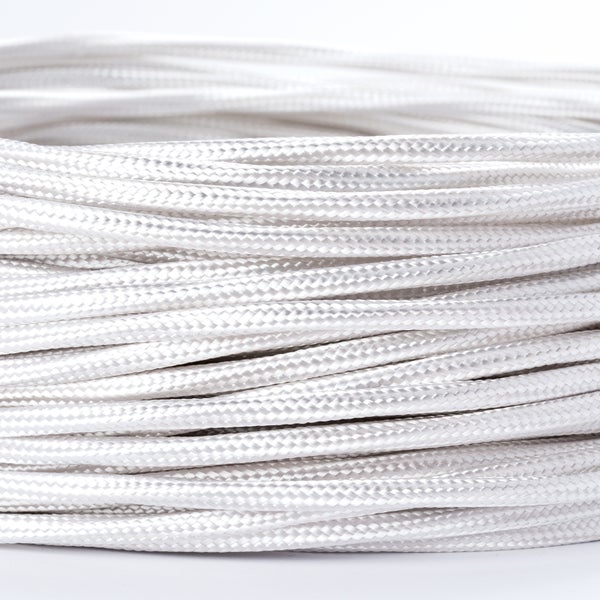 Textilkabel Weiß, 3-adrig, (3x 0,75 mm²) - Stoffkabel mit Erdleiter, Meterware