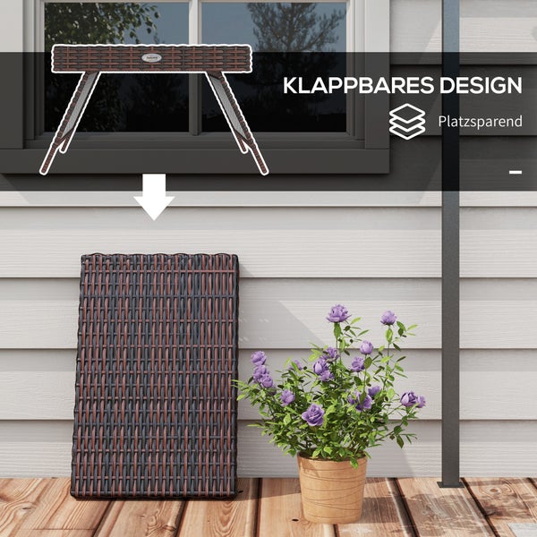 Gartentisch aus Polyrattan mit Maßangaben