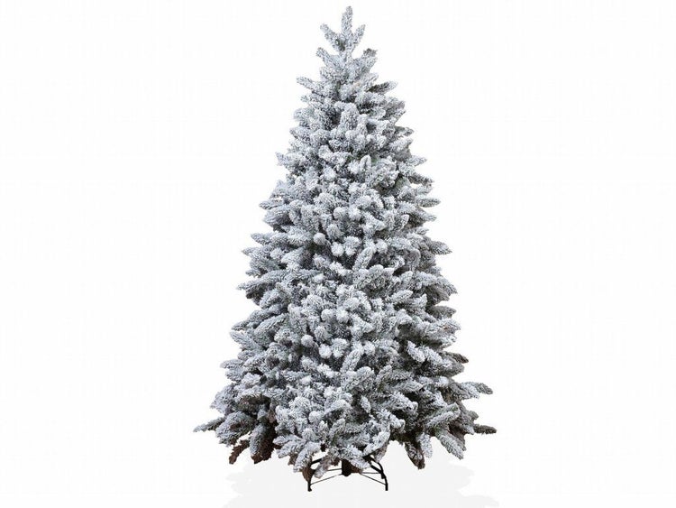 Künstlicher Weihnachtsbaum, beschneit, für eine winterliche Atmosphäre