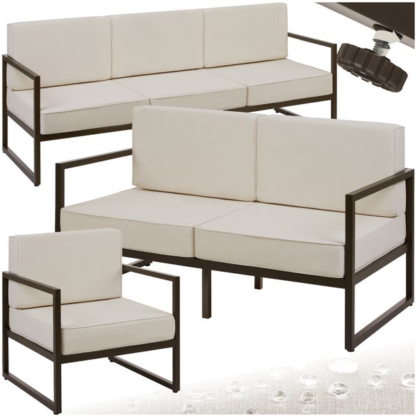 Garten-Loungeset tectake Comosa höhenverstellbare Füße für 6 Personen, Dicke der Sitzpolster 14 cm braun/beige