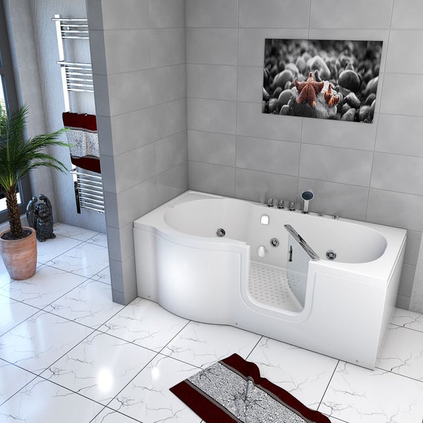 Sitzwanne Whirlpool Badewanne mit Tür S12-TH-WP-R 85x170 cm