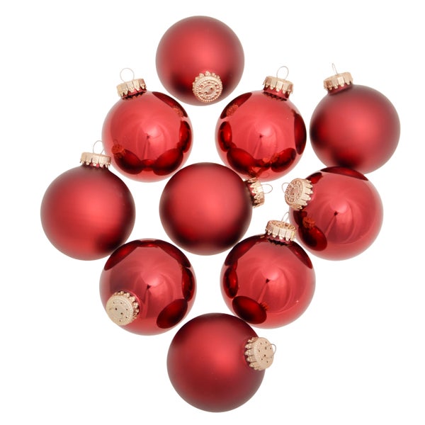 Rot 6cm Glaskugeln uni in Kugeldose (10 Stück), 10 Stck., Weihnachtsbaumkugeln, Christbaumschmuck, Weihnachtsbaumanhänger