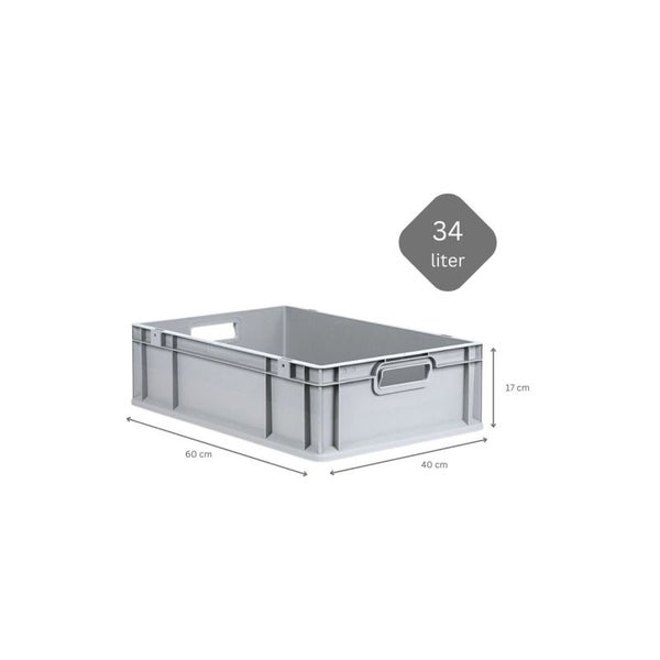 PROREGAL Spar Set 5x Eurobox Nextgen Economy Mit Scharnierdeckel & Schwarzen Schiebeschnappverschlüssen Griffe Offen HxBxT 17 x 40 x 60 cm 34 Liter