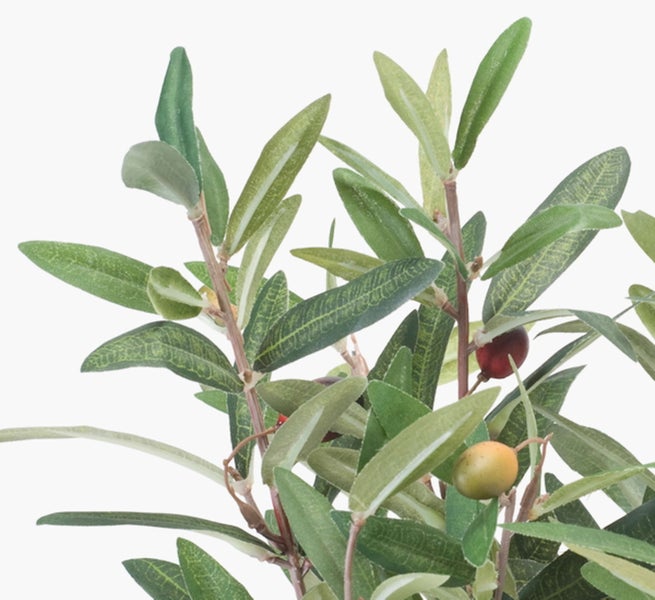 Künstliche Calathea Korbmarante mit gestreiften grünen Blättern und purpurroter Unterseite.