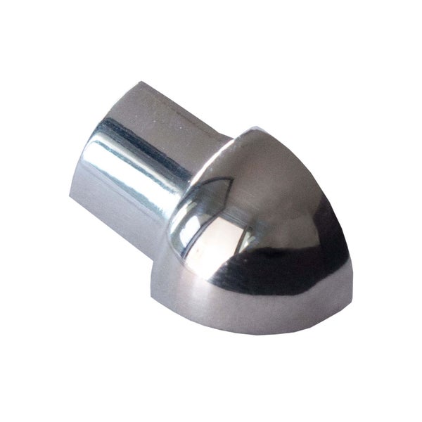 Polierter Eckverbinder aus Metall für Möbel.