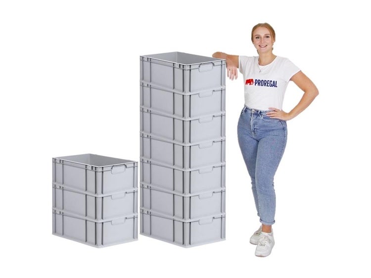 PROREGAL Eurobox Nextgen Economy Griffe Geschlossen HxBxT 22 x 40 x 60 cm 44 Liter Eurobehälter Transportbox Transportbehälter Stapelbehälter
