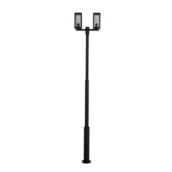 Lucande Mastleuchte außen Siveta (Modern) in Schwarz aus Aluminium (2 flammig, E27) - Kandelaber Außenleuchte