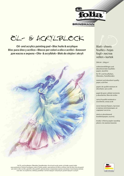 Folia  Öl- und Acrylmalblock 290g/m², DIN A4, 10 Blatt