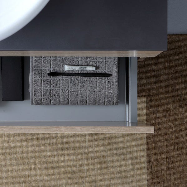 80 cm Unterschrank mit Auszug, Aufsatzwaschbecken, Spiegel | Sole