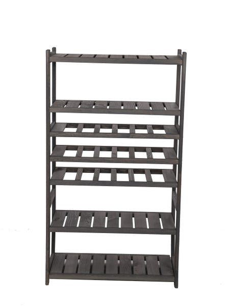 PROREGAL Weinregal SPREEWALD HxBxT 124x70x33cm 18 Flaschen auf 3 Ebenen + 4 Ablagen Massives Kiefernholz Grau geölt