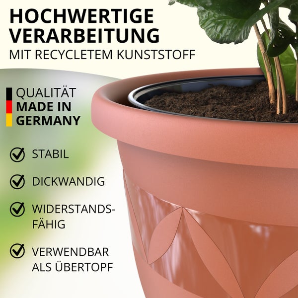 Plastard Blumentopf Capri Ø 24x20 cm Terrakotta - Pflanzkübel Übertopf Pflanztopf