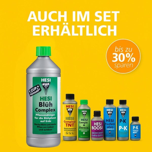 HESI Pflanzendünger-Set mit Blüh Complex, Complejo TNT, BOOST, Fosforo Plus und P-K in verschiedenen Flaschengrößen, bis zu 30 Prozent Ersparnis.