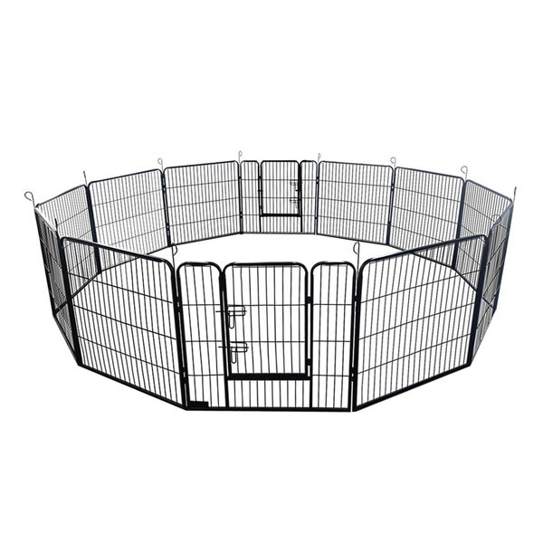 Home Deluxe - Welpenauslauf BARKI - 80 x 80 cm, 12-Teilig, Farbe: Schwarz, inkl. Türverriegelung, abgerundete Ecken und Kanten I Welpenspielplatz Welpenfreilauf