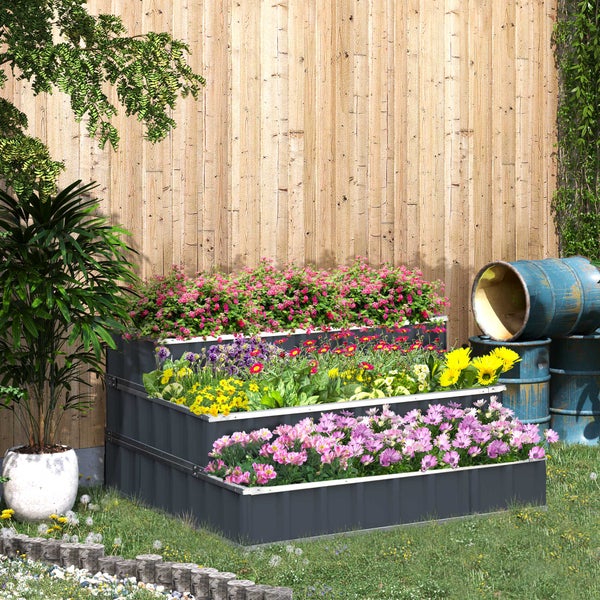 Outsunny Hochbeet, 118L x 118B x 62H cm, Stahl, grau
