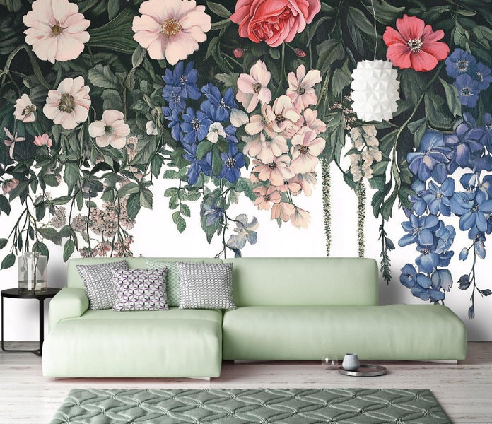 Fototapete Blumen Blätter Wohnzimmer Vlies Tapete 350x250 cm