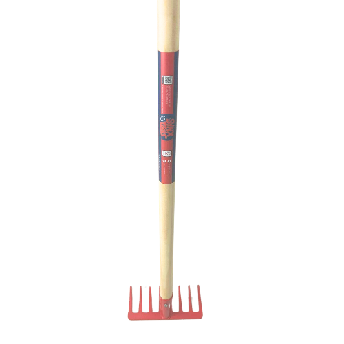 Gartenrechen mit Holzstiel und Zinken aus Metall