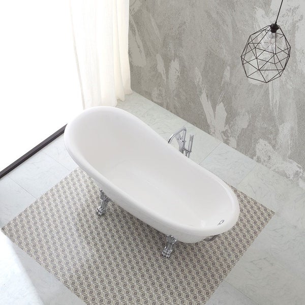 Klassische freistehende Badewanne mit silbernen Füßen | Romantica