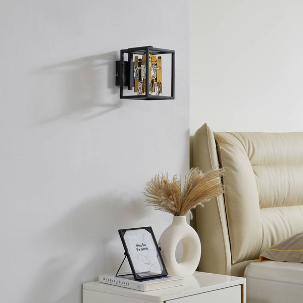 Lucande Wandleuchte, Wandlampe Innen Arcan in Schwarz aus Edelstahl (1 flammig E14) - Wandstrahler Wandbeleuchtung Schlafzimmer / Wohnzimmer Flurleuchte