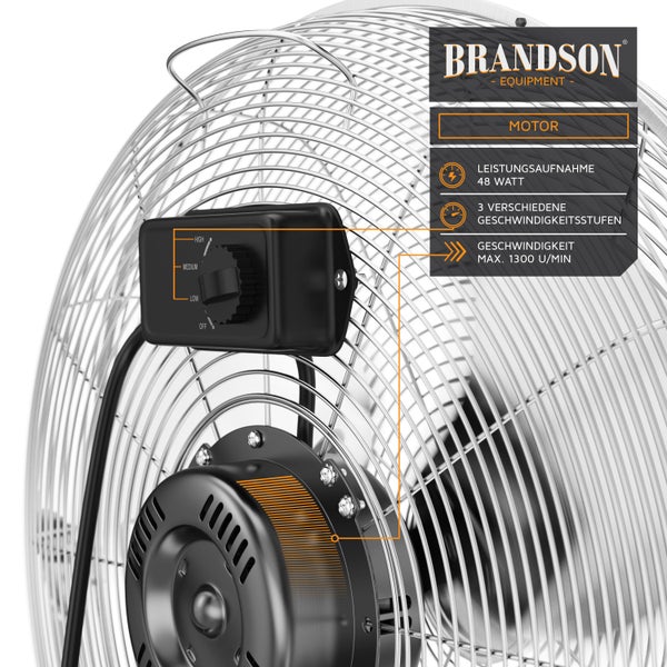 Brandson Bodenventilator 30 cm, Windmaschine Retro Stil, Ventilator, 3 Geschwindigkeitsstufen, Standventilator, hoher Luftdurchsatz