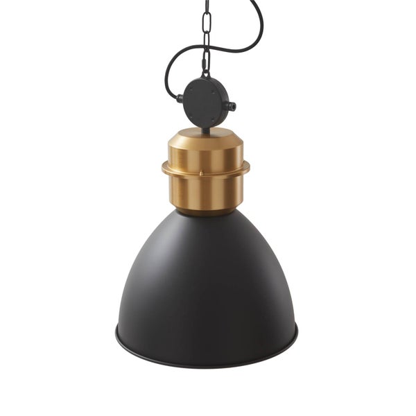Lucande Pendelleuchte Kaeloria (Vintage, Industriell) in Schwarz aus Aluminium (1 flammig E27) - Deckenlampe Esstischlampe Hängelampe Hängeleuchte Wohnzimmerleuchte
