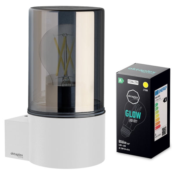 Oktaplex Puno Weiß inkl. 1x E27 Glow 3,8W 806lm 2700K - Klasse A