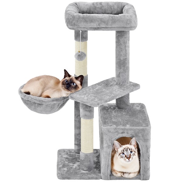 Katzenkratzbaum mit Liegemulde, Plattform und Höhle
