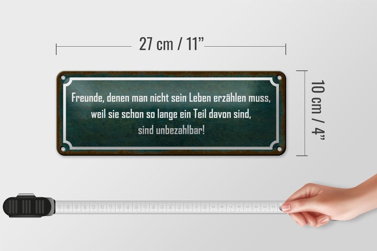 Blechschild Spruch 27x10cm Freunde sind unbezahlbar Dekoration