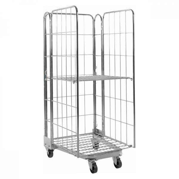 Rollbehälter aus Metall mit einer Zwischenebene