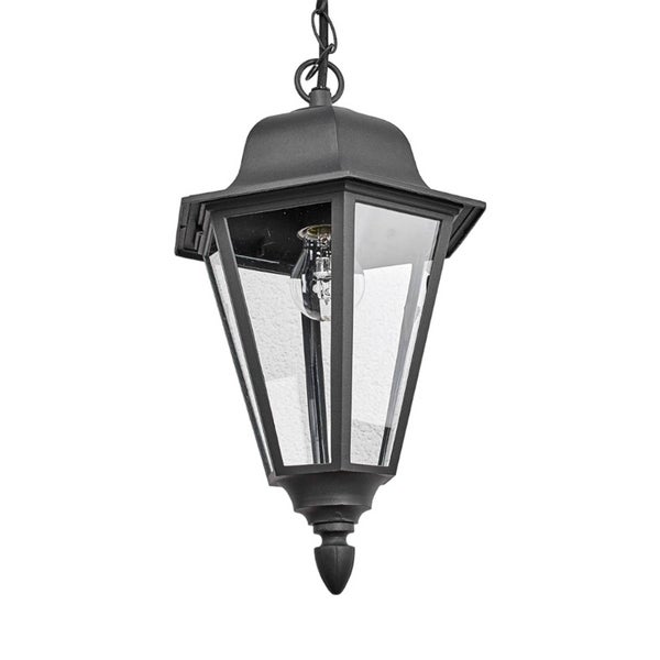 Lindby Außenleuchte Edana (spritzwassergeschützt (Modern) in Schwarz aus Aluminium (1 flammig, E27) - Pendelleuchte außen