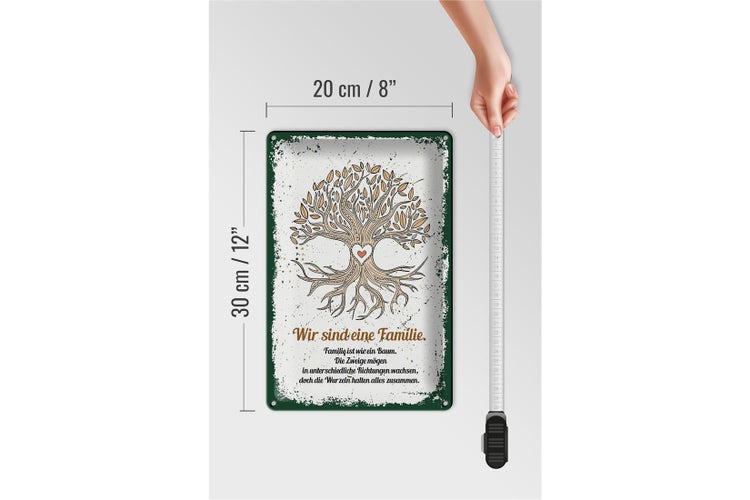Blechschild Spruch Wir sind Familie alles zusammen 20x30cm