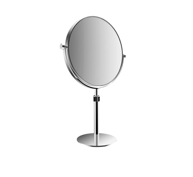 Calmwaters Rasierspiegel/Kosmetikspiegel Standspiegel, 3/1-fach Vergrößerung, chrom, rund, zweiseitige Spiegelfläche, höhenverstellbar, Kristallglas, Metall, 80BS6251