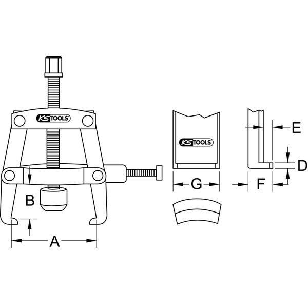 KS TOOLS Universal-Lagerring-Abzieher 2-armig mit Spannbügel 90 mm - 700.1260