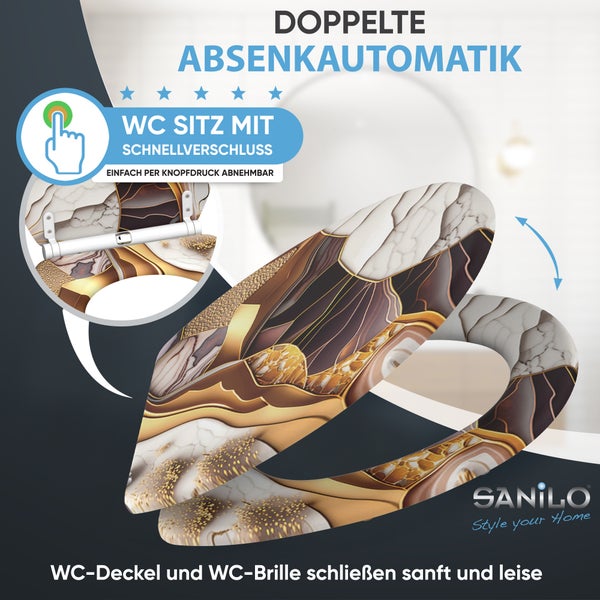 WC Sitz mit Absenkautomatik und Schnellverschluss im Marmor Design von Sanilo