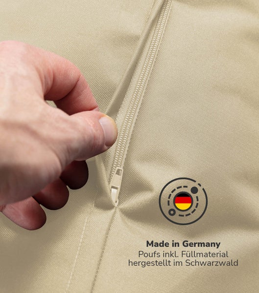 mokebo Outdoor Pouf o. Hocker in Beige 'Der Ruhestifter', Fußhocker mit EPS-Perlen Füllung